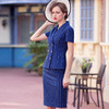 IWY/时尚蓝色条纹双排扣西装套裙欧美职业装套装OL工作服制服女装CS0341 商品缩略图1