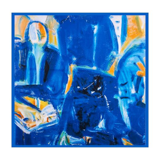 SAINTJOY/上久楷 女式真丝方巾 蓝色无题 FJ17010 商品图5