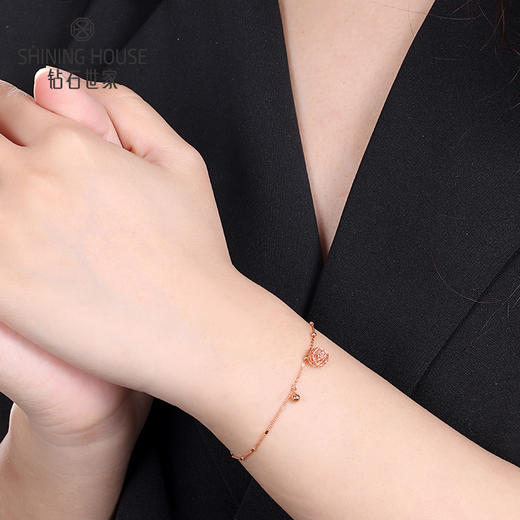 【时尚K金】钻石世家 18K金手链 甜蜜星球立体镂空球形手链（约1.11克） 商品图5