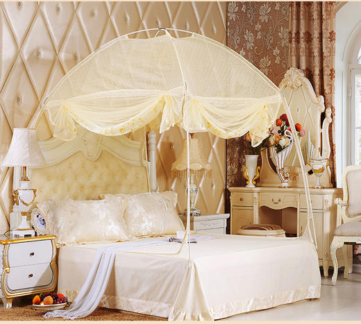 MR 蒙古包蚊帐1.8m床1.5双人家用有底三开门支架1.2米床单人学生宿舍 商品图5