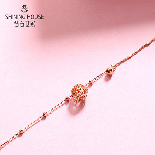 【时尚K金】钻石世家 18K金手链 甜蜜星球立体镂空球形手链（约1.11克） 商品图2