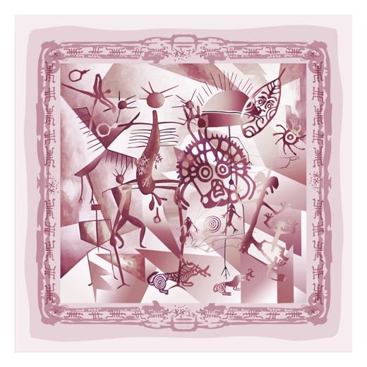 SAINTJOY/上久楷 真丝方巾 贺兰口岩画印象FJS19027 商品图5