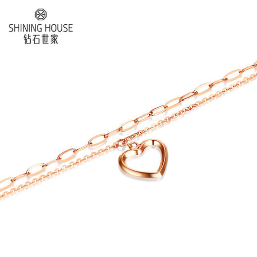 【时尚K金】钻石世家 心恋系列 18K金手链 精致镂空双层链手链（约1.49±0.1克） 商品图1