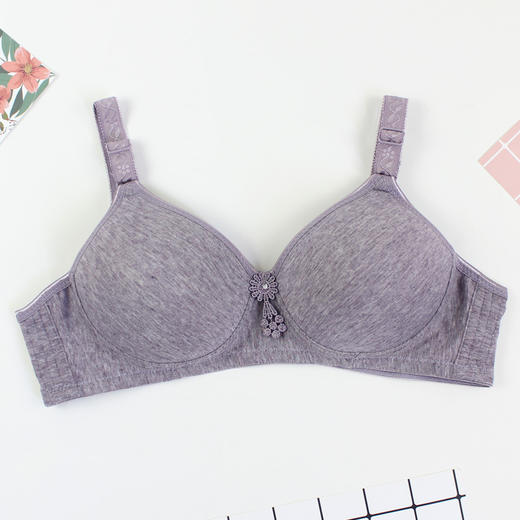 YY-688文胸彩棉薄款大码胸罩无钢圈简约时尚中老年内衣 商品图4