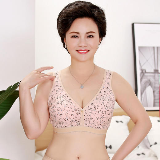 YY-印花背心女睡眠文胸薄款棉质背心式文胸软棉内衣无钢圈胸罩 商品图0