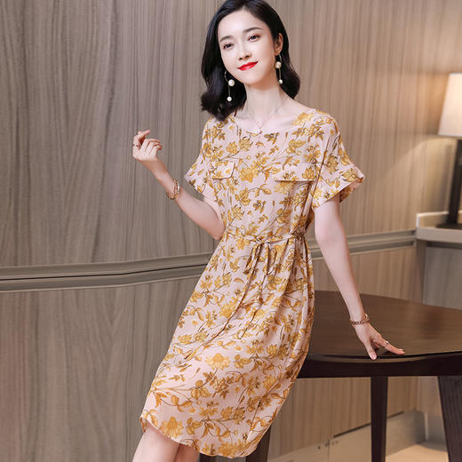 上海旗袍厂ASE-2326正宗真丝连衣裙2021新款夏季印花气质桑蚕丝裙子优雅潮 商品图1