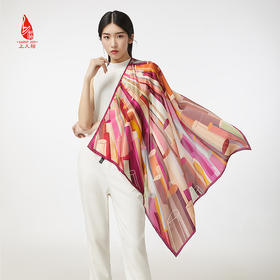 SAINTJOY/上久楷 真丝方巾 荟聚·红色 FJ17009