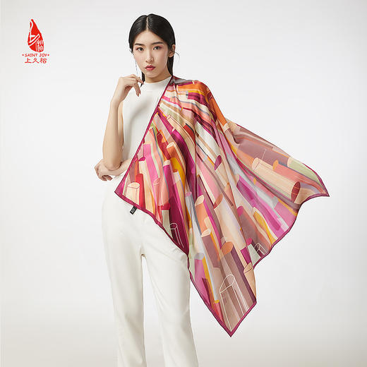 SAINTJOY/上久楷 真丝方巾 荟聚·红色 FJ17009 商品图0