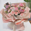 【温情】11支粉康乃馨3支粉玫瑰3支海洋之歌混搭花束 商品缩略图0
