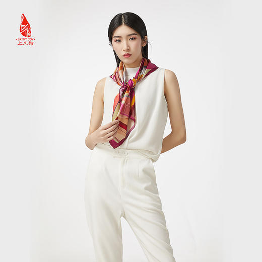 SAINTJOY/上久楷 真丝方巾 荟聚·红色 FJ17009 商品图2