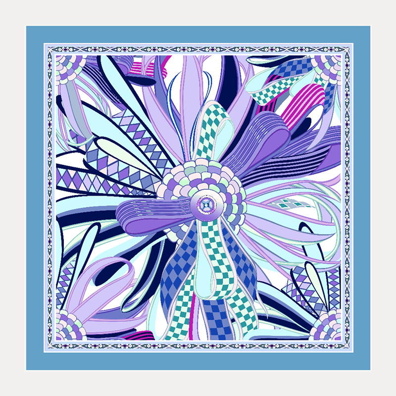 SAINTJOY/上久楷 真丝方巾 礼仪之花FJS19050