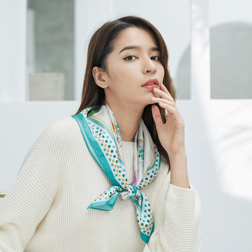 雪绒花Edelweiss 桑蚕丝巾小方巾复古百搭气质条纹发饰发带 商品图3