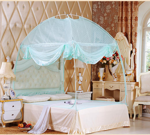 MR 蒙古包蚊帐1.8m床1.5双人家用有底三开门支架1.2米床单人学生宿舍 商品图1