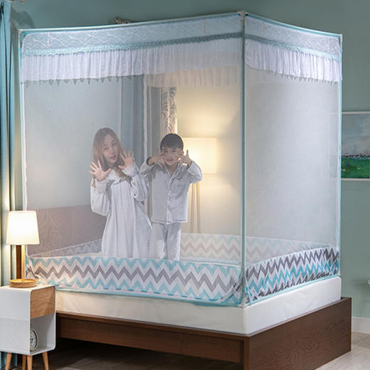 MR坐床拉链三开门有底蚊帐不锈钢管加粗加厚防摔铁艺钢管1.5m1.8米 商品图6