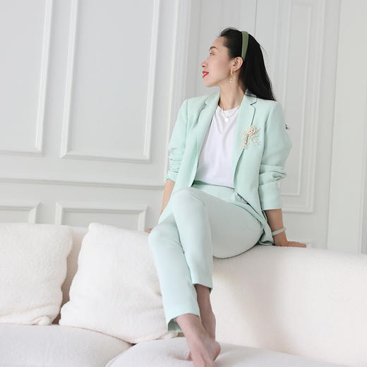 纯露节¥999送· P*nko版进口醋酸新芽绿吸烟裤 商品图1