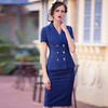 IWY/时尚蓝色条纹双排扣西装套裙欧美职业装套装OL工作服制服女装CS0341 商品缩略图2