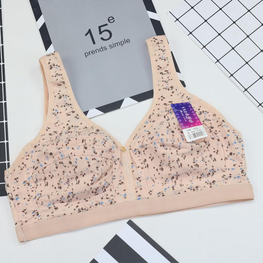 YY-印花背心女睡眠文胸薄款棉质背心式文胸软棉内衣无钢圈胸罩 商品图5