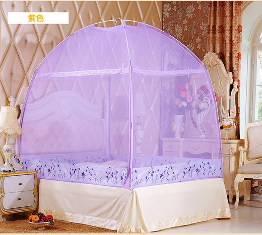 MR 蒙古包蚊帐1.8m床1.5双人家用有底三开门支架1.2米床单人学生宿舍 商品图2