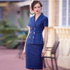 IWY/时尚蓝色条纹双排扣西装套裙欧美职业装套装OL工作服制服女装CS0341 商品缩略图0