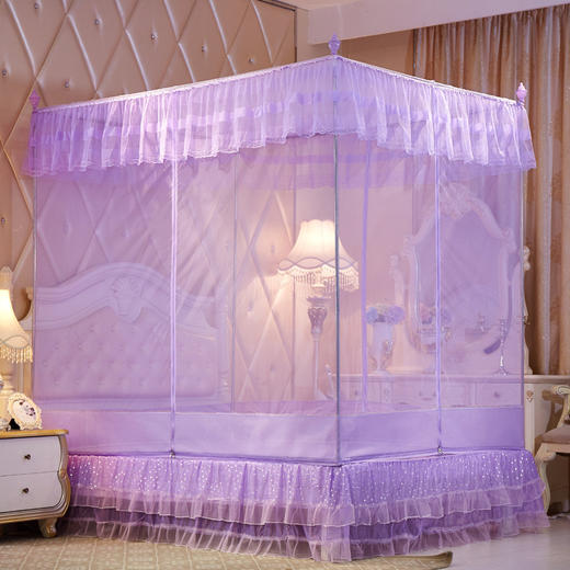 MR坐床拉链三开门有底蚊帐不锈钢管加粗加厚防摔铁艺钢管1.5m1.8米 商品图0