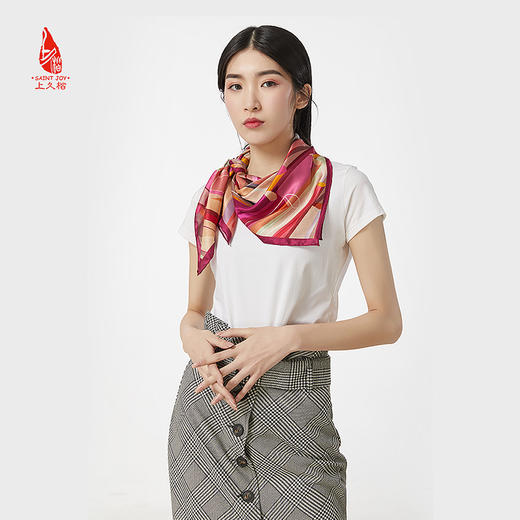 SAINTJOY/上久楷 真丝方巾 荟聚·红色 FJ17009 商品图4