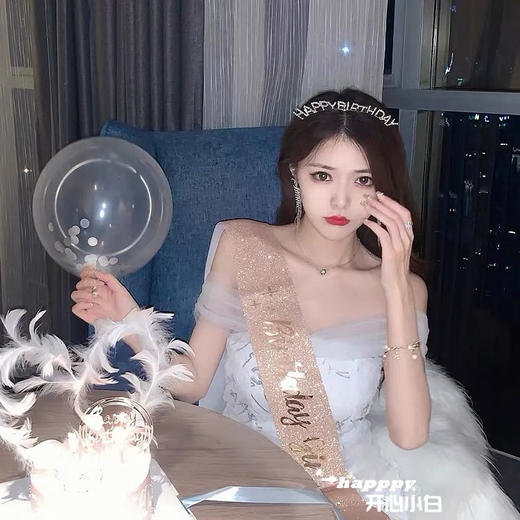 女神氛围感happybirthday水钻发箍 商品图1