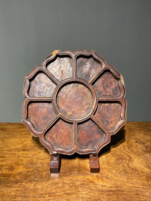 木雕宝相莲花型大供盘， 顺丰包邮 商品图2