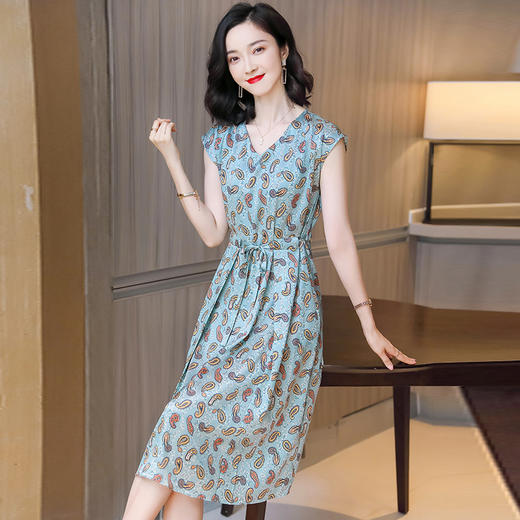 上海旗袍厂ASE-9136粉色收腰桑蚕丝真丝连衣裙 商品图4