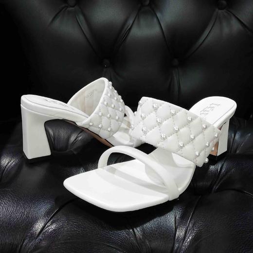 lfgj jeans BJ609 方头露趾时尚编织水晶跟高跟凉拖 商品图3