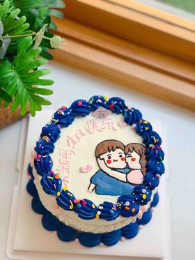 手绘情侣奶油蛋糕 下单前请仔细阅读商品详情
