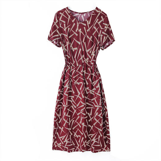 上海旗袍厂ASE-9117夏新真丝连衣裙女v领高腰显瘦桑蚕丝裙立体印花 商品图5