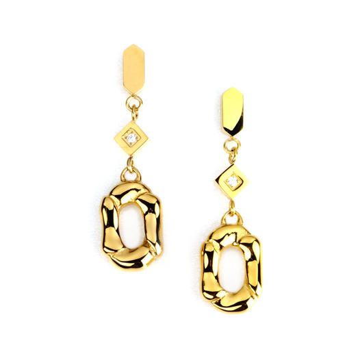 天然钻石编织耳饰 台湾设计师品牌Tracey Chen 镀金持久不褪色 商品图4