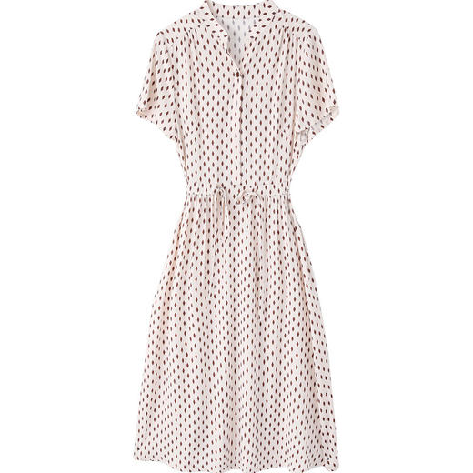 上海旗袍厂ASE-9139重磅真丝连衣裙女新款夏季短袖系带收腰显瘦桑蚕丝印花裙 商品图4