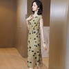 上海旗袍厂ASE-9115真丝连衣裙新款圆领蝴蝶印花优雅气质显瘦短袖桑蚕丝长裙 商品缩略图3