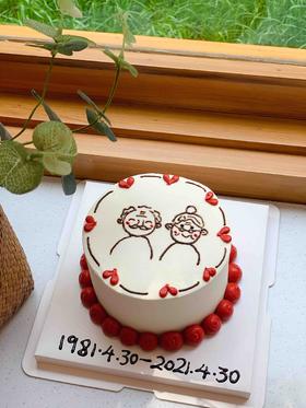 手绘老人奶油蛋糕 下单前请仔细阅读商品详情