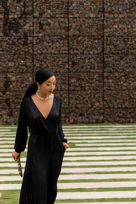 CG｜Tina Dress (garter) 05_507 [真丝深V松紧腰长袖连衣裙]