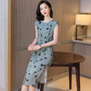 上海旗袍厂ASE-9115真丝连衣裙新款圆领蝴蝶印花优雅气质显瘦短袖桑蚕丝长裙 商品缩略图6