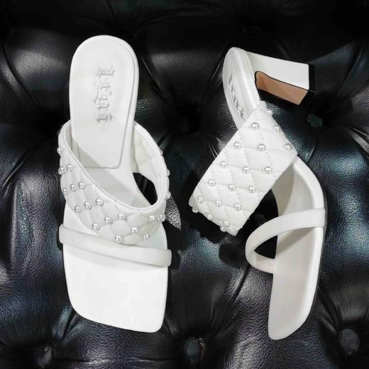 lfgj jeans BJ609 方头露趾时尚编织水晶跟高跟凉拖 商品图5