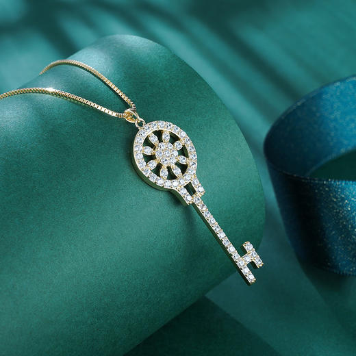 S925银【时光钥】套链项链【YXL01267】钥匙镀金2105 商品图1