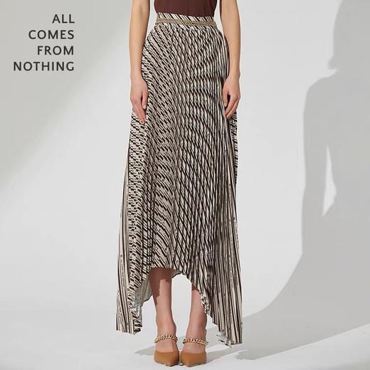 高腰不规则压褶半裙 商品图0