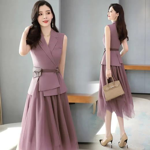 2021年夏季个性时尚潮流套装套裙无袖中长款优雅两件套（配腰带）JY一z2066 商品图0
