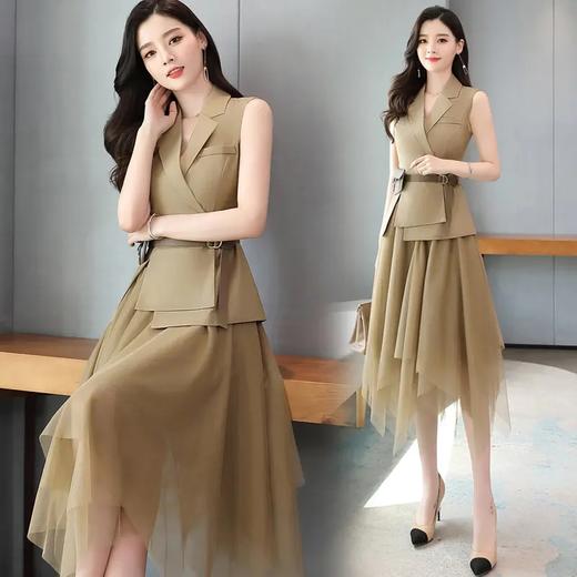 2021年夏季个性时尚潮流套装套裙无袖中长款优雅两件套（配腰带）JY一z2066 商品图1