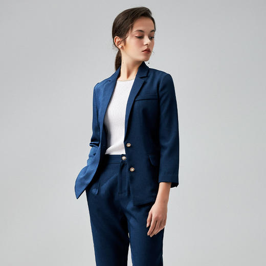 METTE2021年春夏新品女士小西装时尚休闲修身显瘦九分袖薄款外套 商品图1