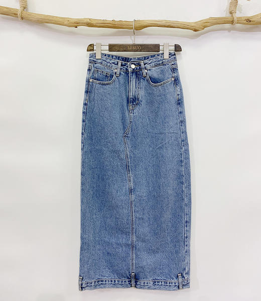 12207#下脚开衩牛仔半身裙 商品图0