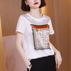 【聚划算】印花圆领短袖t恤小众设计宽松拼接冰丝上衣DD829-907 商品缩略图0