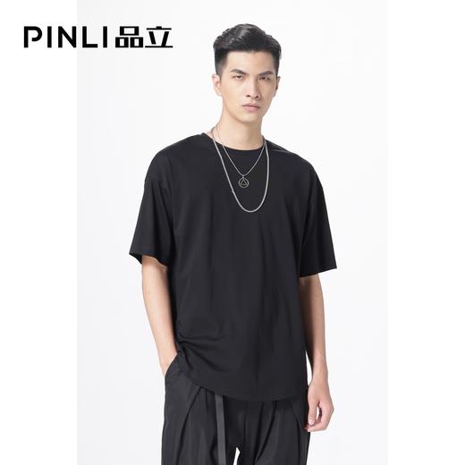 PINLI品立新款宽松圆领短袖T恤夏季男装纯色体恤潮B212911431 商品图1