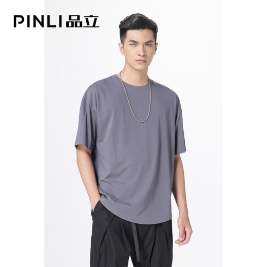 PINLI品立新款宽松圆领短袖T恤夏季男装纯色体恤潮B212911431 商品图7