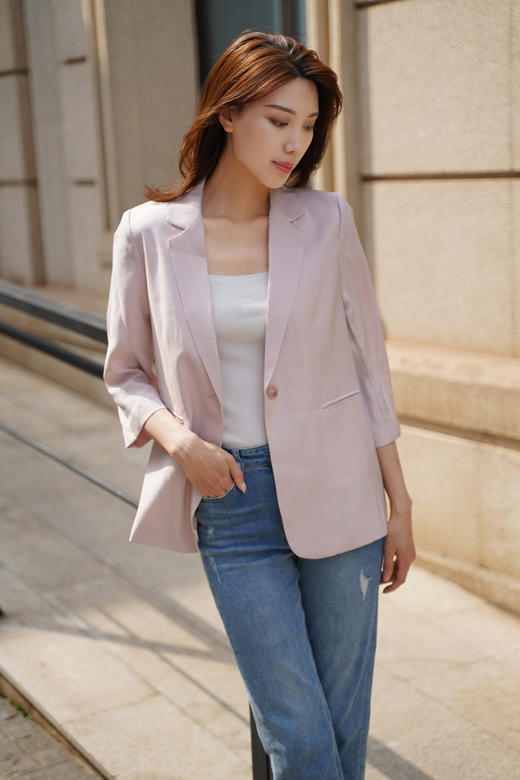 臣禾【聚酯+人丝】夏季新品中袖收身百搭小西装S222010930（现货） 商品图6