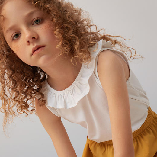 【薄款弹力无袖T恤】2021年夏季新品女童T桖弹力舒适薄款上衣 商品图1