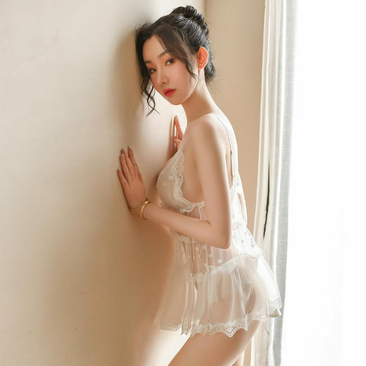 【爱的告白季】情趣内衣 波点 网纱 性感 深V 睡衣 睡裙 套装 7785 商品图6